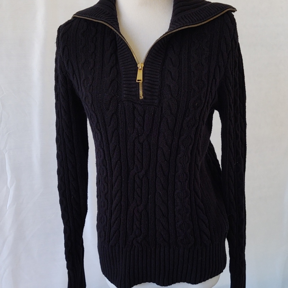 Ralph Lauren 1/4 Zip Turtleneck Cable Knit Sweater